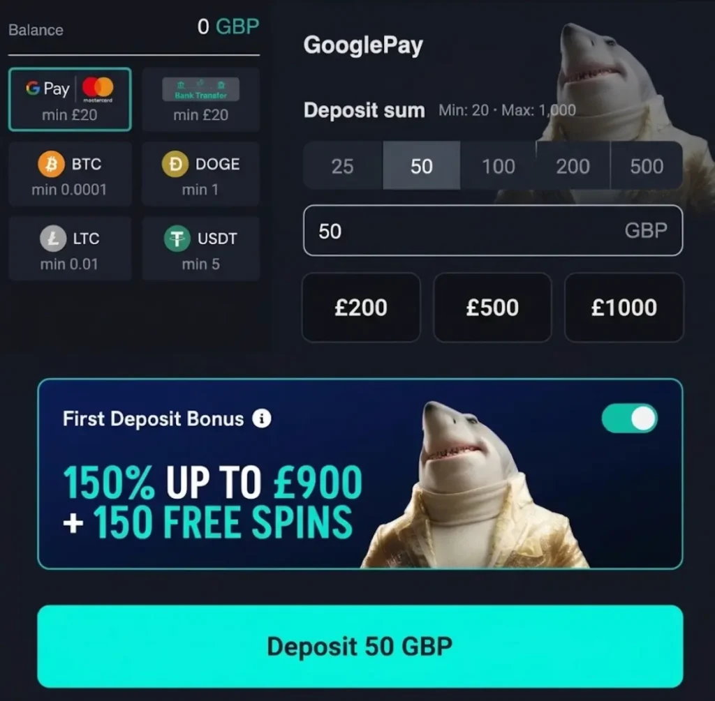 Spin Shark Casino Deposit