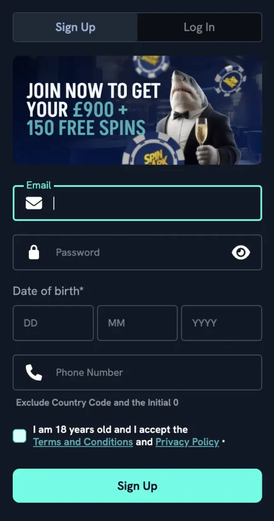 SpinShark Sign Up