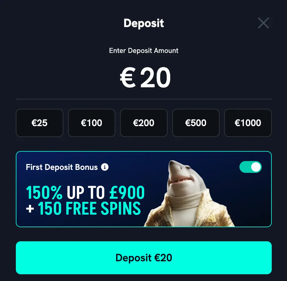 SpinShark Casino Deposit