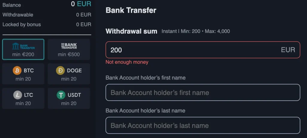 SpinShark Withdrawal